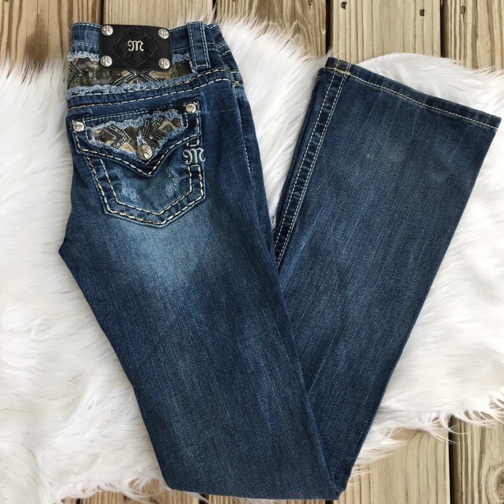 Miss Me Camo Signature Boot Distressed Denim Jeans